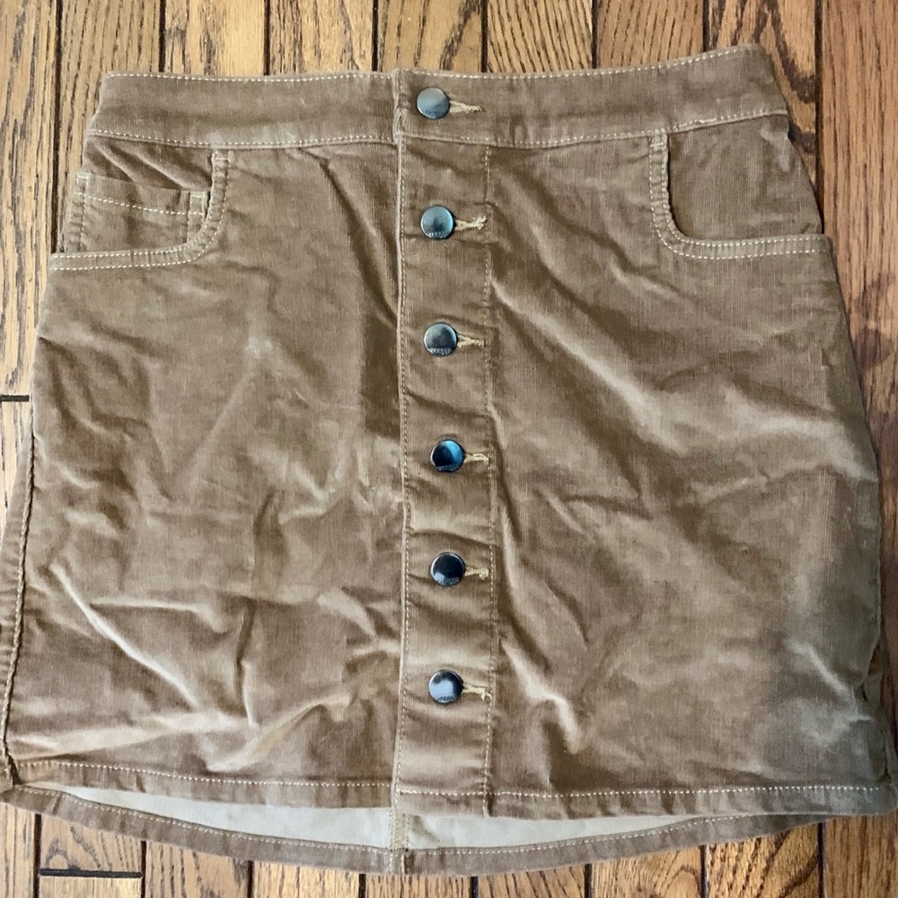 Express corduroy button down skirt